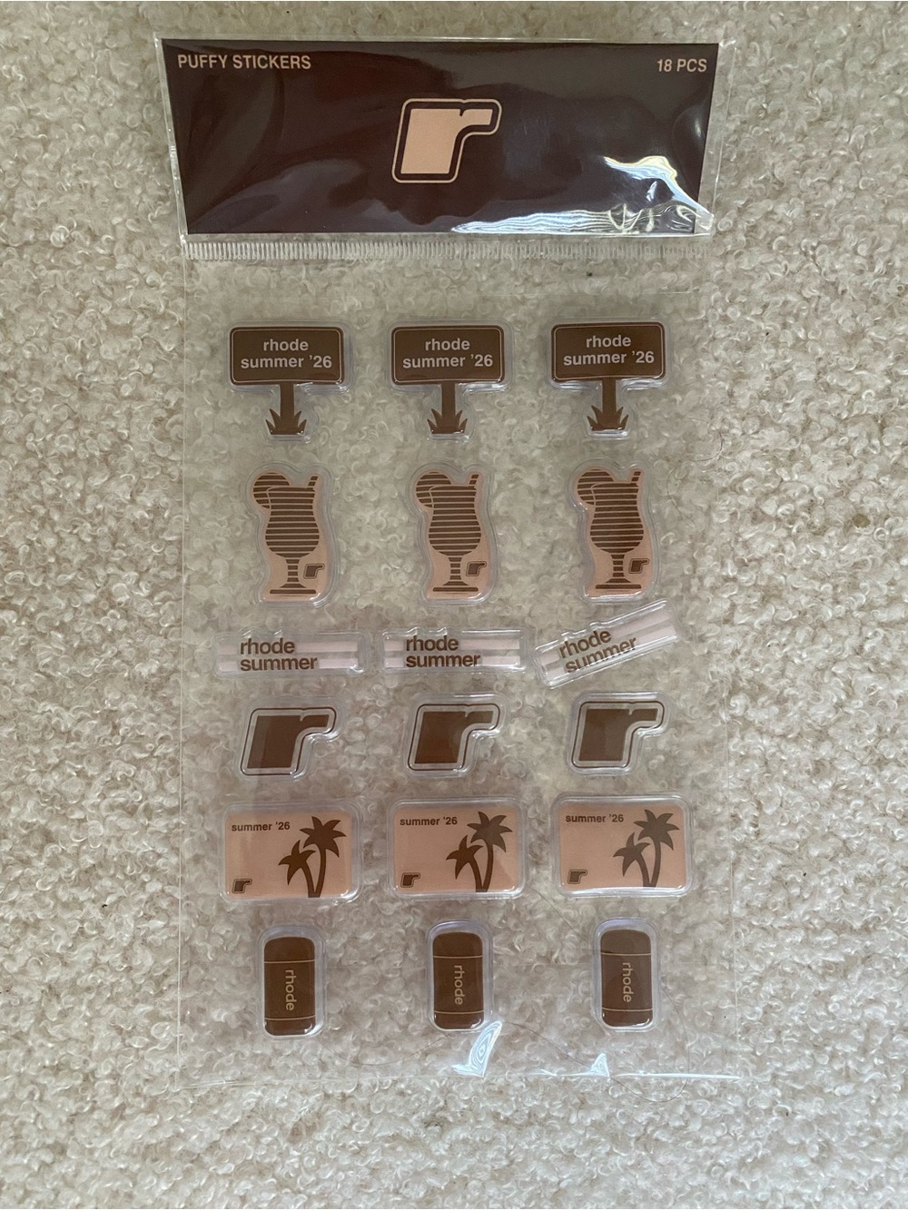 RHODE Brown Puffy Sticker Set - 18 PCS
